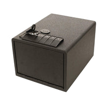 Load image into Gallery viewer, Surelock Security QuickTouch Vault gun and home safe for valuables. Bedside, compact safe. closed with key and digital keypad
