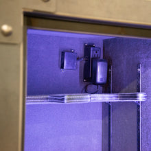 Load image into Gallery viewer, rugged 26 gun and home safe with digital keypad for home security. detail shot of electrical components with interior light on
