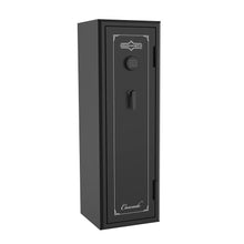 Load image into Gallery viewer, Surelock Security Cascade 12 Gun Safe sleek black design with silver logo and lettering, L handle, and electronic lock