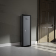 Load image into Gallery viewer, Combat 10 gun cabinet for home, grey and black. gun safe inside home garage
